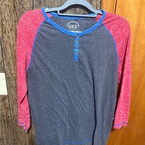 BKE Kids Red and Dark Gray Henley Shirt